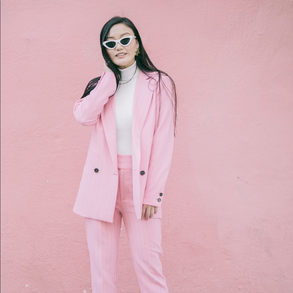 Ganni pink suit blazer and pants